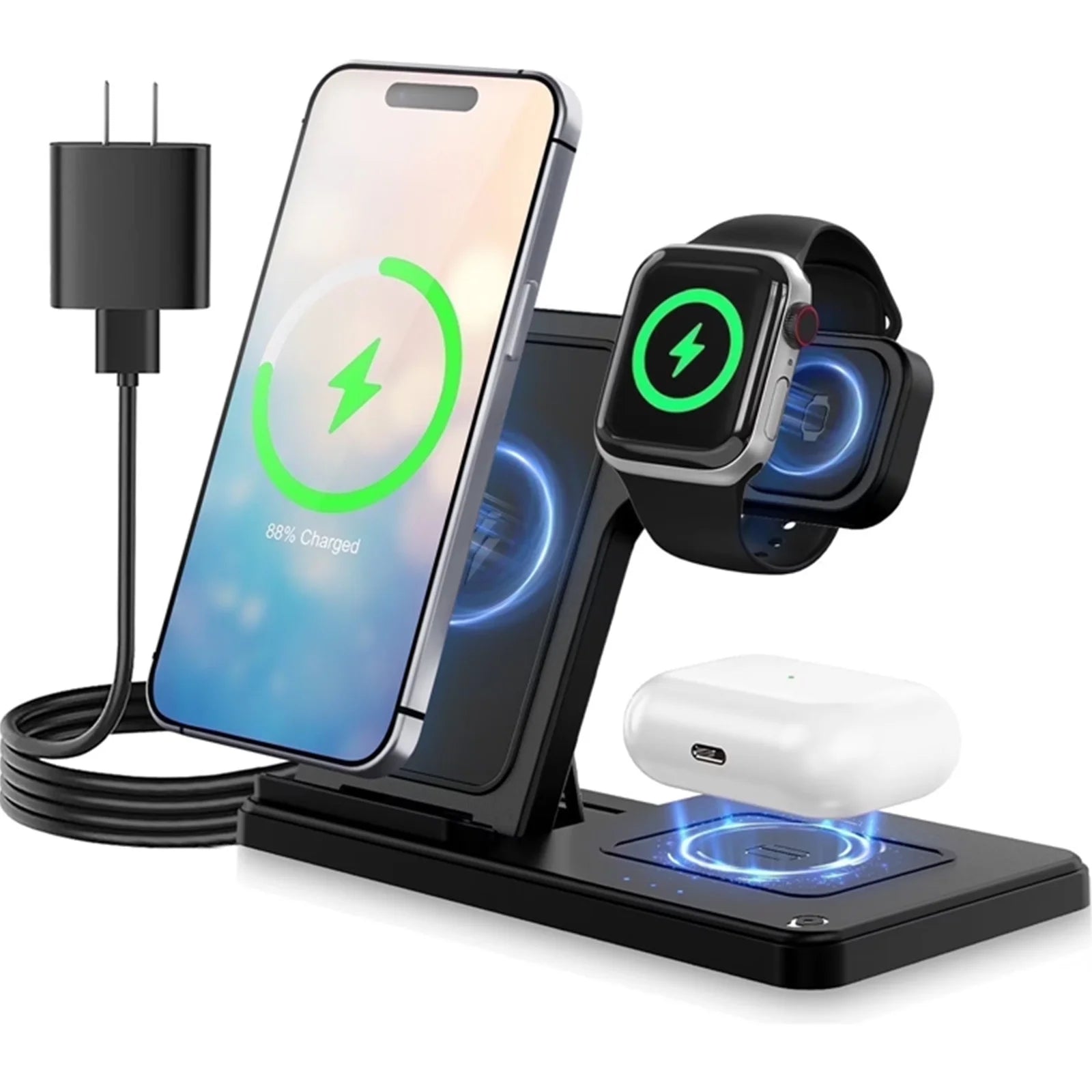 3-in-1 wireless charger compatible with iPhone and Apple Watch