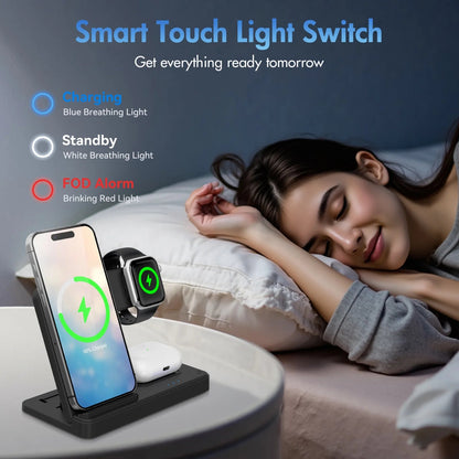 3-in-1 wireless charger compatible with iPhone and Apple Watch